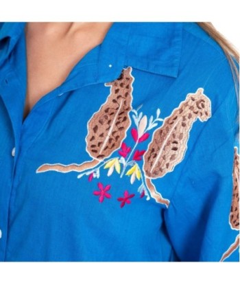Camisa Multicolor para Mujer, Manga ¾, Estampado Tropical, 100% Algodón, Camisera Casual, Ideal para Ocasiones