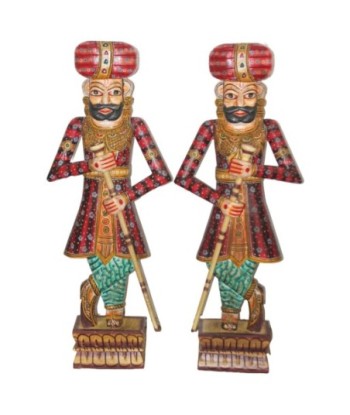 Figura Decorativa de Madera Estilo India - Escultura de Guardian 2 para Decoración del Hogar