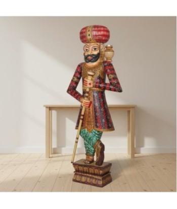 Figura Decorativa de Madera Estilo India - Escultura de Guardian 2 para Decoración del Hogar