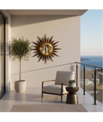 Adorno Pared Sol Metalizado - Aplique Decorativo para Jardín