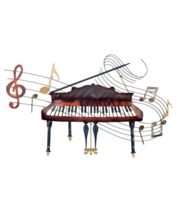 Adorno Pared Piano de Metal con Diseño Musical para Decoración