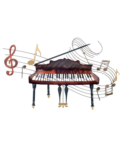 Adorno Pared Piano de Metal con Diseño Musical para Decoración