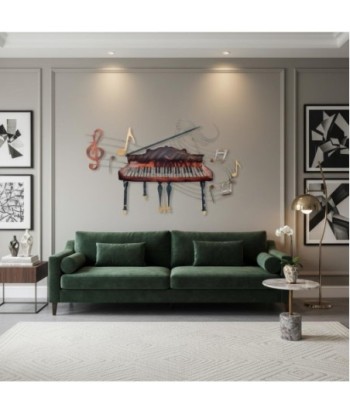 Adorno Pared Piano de Metal con Diseño Musical para Decoración