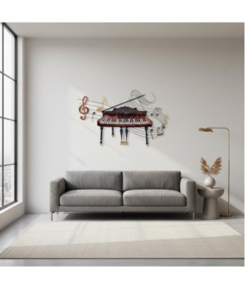 Adorno Pared Piano de Metal con Diseño Musical para Decoración