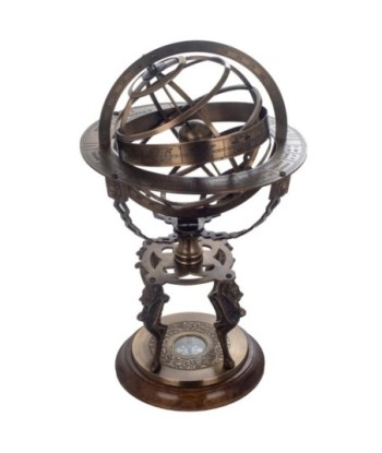Globo Armilar Decorativo Vintage para Oficina o Sala - Elegante Esfera Celeste con Detalles en Latón