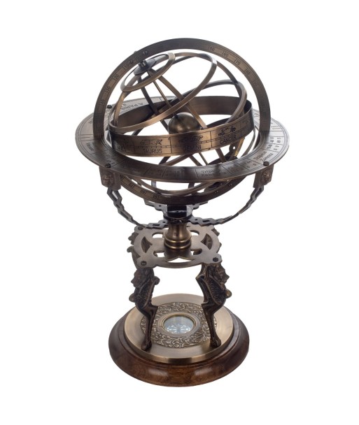 Globo Armilar Decorativo Vintage para Oficina o Sala - Elegante Esfera Celeste con Detalles en Latón