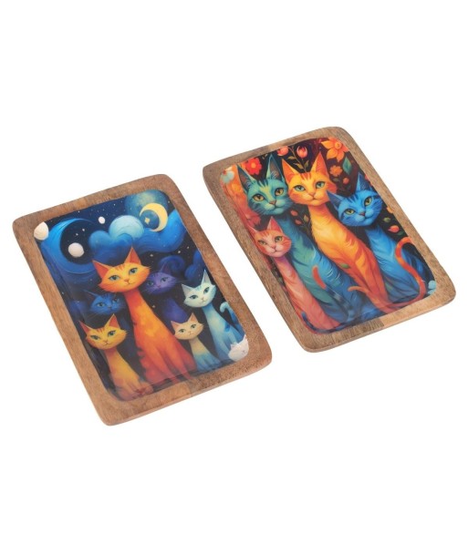 Bandeja Decorativa para Gatos, Ideal para Cocina, Diseño Multicolor, Organizador de Madera, Accesorio Decoración