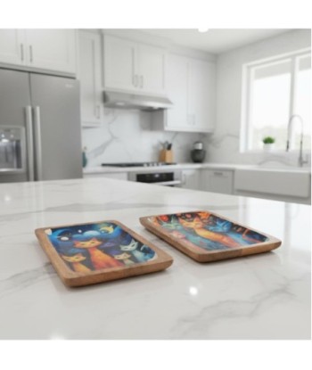 Bandeja Decorativa para Gatos, Ideal para Cocina, Diseño Multicolor, Organizador de Madera, Accesorio Decoración