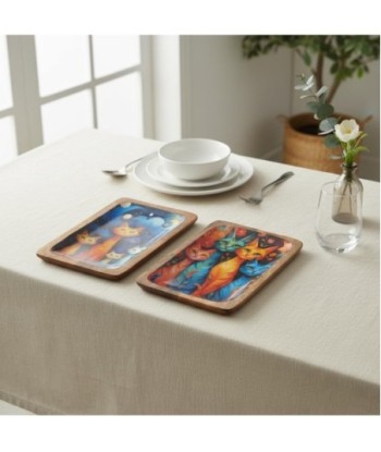 Bandeja Decorativa para Gatos, Ideal para Cocina, Diseño Multicolor, Organizador de Madera, Accesorio Decoración
