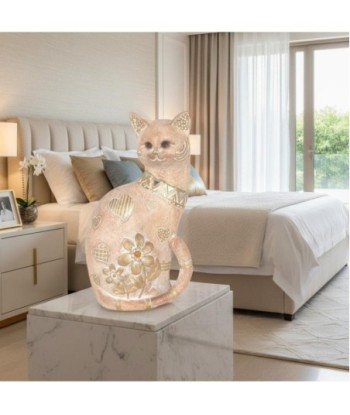 Figura de Gato de Resina con Diseño Floral y Corazones