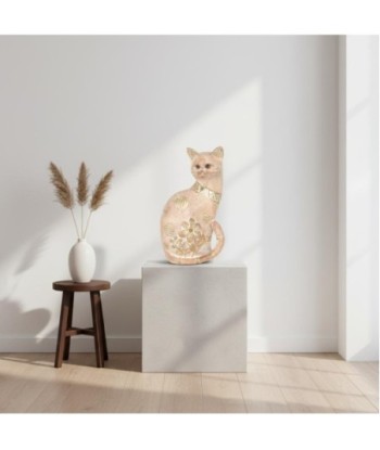 Figura de Gato de Resina con Diseño Floral y Corazones