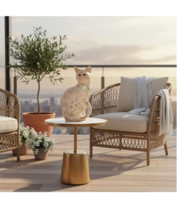Figura de Gato de Resina con Diseño Floral y Corazones