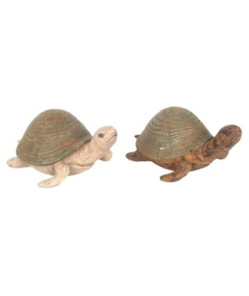 Figura de Tortuga 2U de Resina - Decoración Animal Verde y Beige