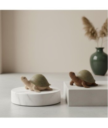 Figura de Tortuga 2U de Resina - Decoración Animal Verde y Beige