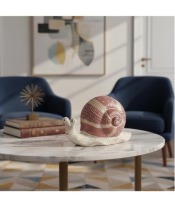 Figura Decorativa de Caracol en Resina con Detalles Dorados