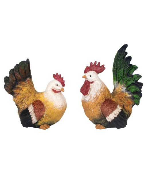 Figura de Gallina de Resina - Decoración Animal Color Amarillo con Detalles