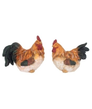 Figura de Gallina de Resina - Decoración de Animales Color Naranja y Beige