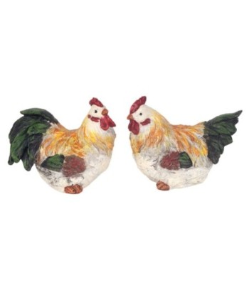 Gallina de Resina - Decoración Animal Color Blanco y Oro
