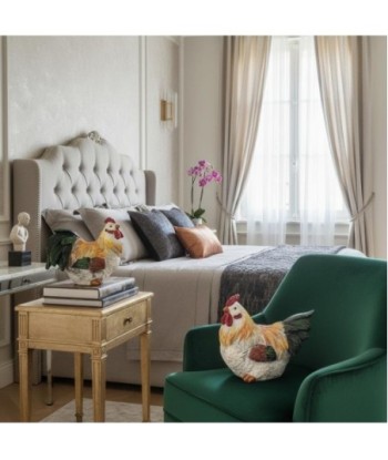 Gallina de Resina - Decoración Animal Color Blanco y Oro