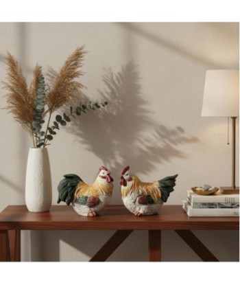 Gallina de Resina - Decoración Animal Color Blanco y Oro
