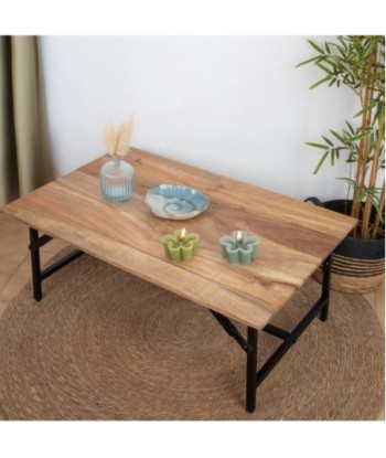 Mesa auxiliar de madera de acacia con diseño moderno y funcional