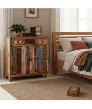 Mueble Auxiliar con 3 Cajones y 2 Puertas para Almacenamiento, Ideal para Salón, Dormitorio u Oficina