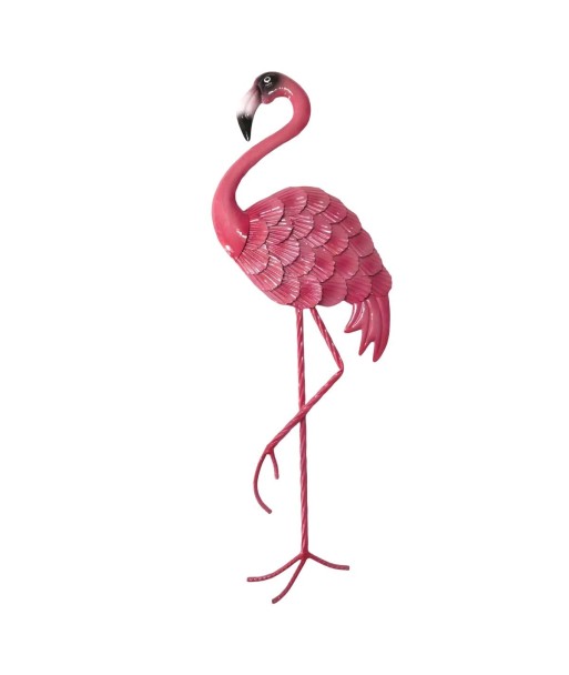 Adorno Pared Flamenco de Metal Rosa para Jardín
