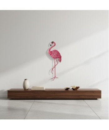 Adorno Pared Flamenco de Metal Rosa para Jardín