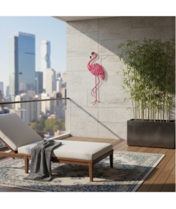 Adorno Pared Flamenco de Metal Rosa para Jardín
