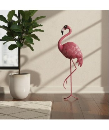 Adorno Pared Flamenco de Metal Rosa para Jardín