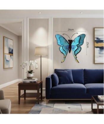 Adorno Pared Mariposa de Metal Azul con Detalles Coloridos - Decoración Jardín