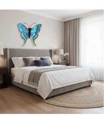Adorno Pared Mariposa de Metal Azul con Detalles Coloridos - Decoración Jardín