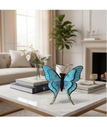 Adorno Pared Mariposa de Metal Azul con Detalles Coloridos - Decoración Jardín