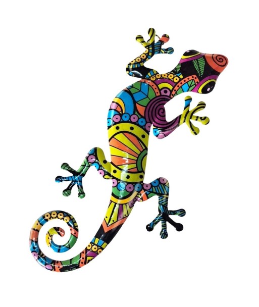 Adorno Pared Lagarto de Metal Colorido - Decoración Externa Vibrante