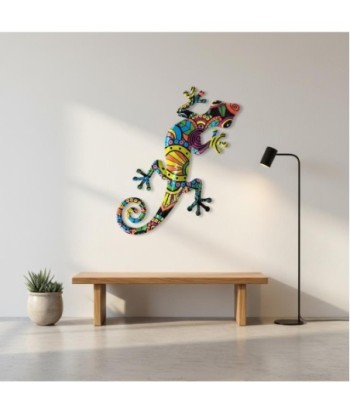 Adorno Pared Lagarto de Metal Colorido - Decoración Externa Vibrante