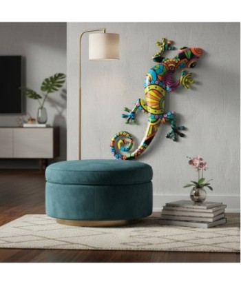 Adorno Pared Lagarto de Metal Colorido - Decoración Externa Vibrante