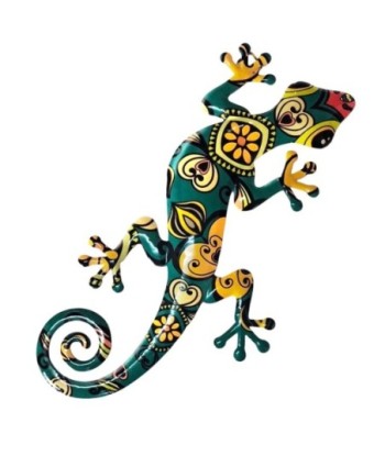 Adorno Pared Lagarto de Metal Decorativo para Jardín Multicolor