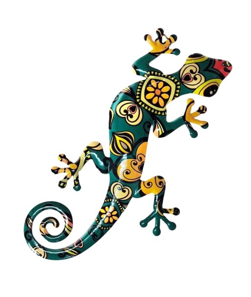 Adorno Pared Lagarto de Metal Decorativo para Jardín Multicolor