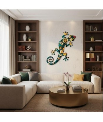 Adorno Pared Lagarto de Metal Decorativo para Jardín Multicolor