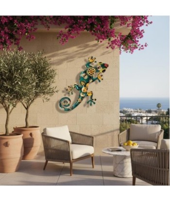 Adorno Pared Lagarto de Metal Decorativo para Jardín Multicolor
