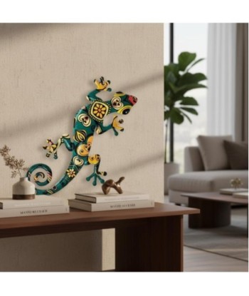 Adorno Pared Lagarto de Metal Decorativo para Jardín Multicolor