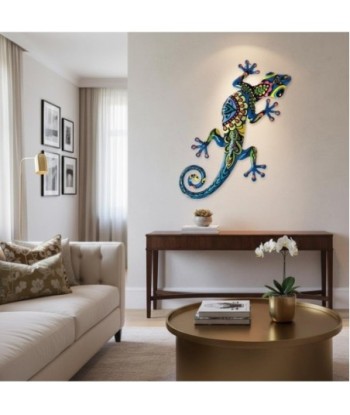 Adorno Pared Lagarto de Metal Colorido para Jardín y Decoración Interior