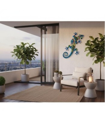 Adorno Pared Lagarto de Metal Colorido para Jardín y Decoración Interior
