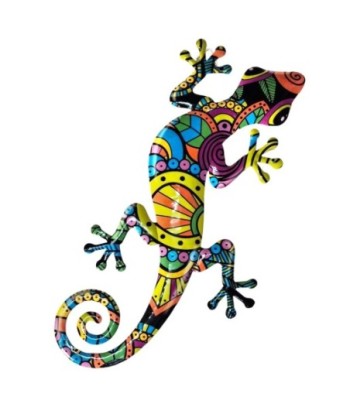 Adorno Pared Lagarto de Metal Colorido para Jardín - Decoración Divertida