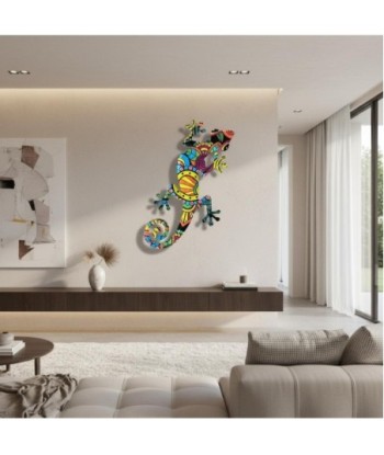 Adorno Pared Lagarto de Metal Colorido para Jardín - Decoración Divertida