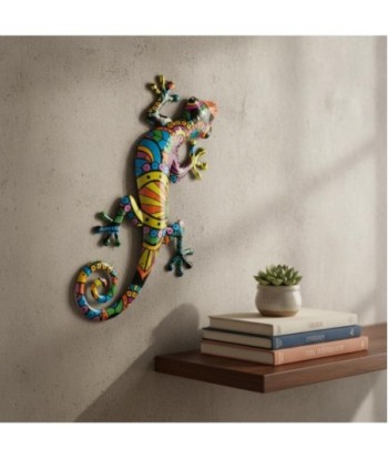 Adorno Pared Lagarto de Metal Colorido para Jardín - Decoración Divertida
