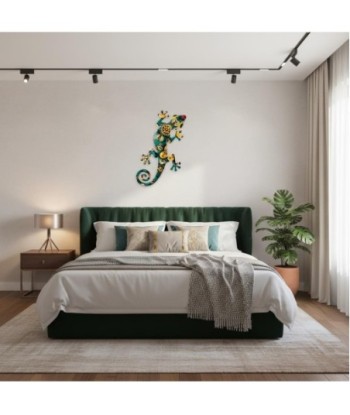 Adorno Pared Lagarto de Metal Decorativo Color Verde y Amarillo