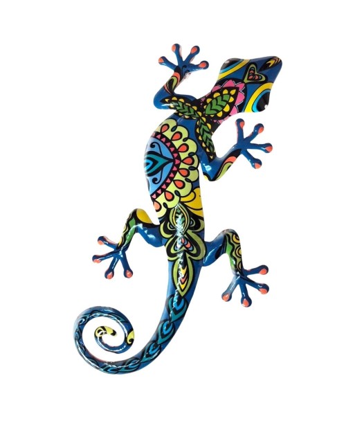 Adorno Pared Lagarto de Metal Colorido - Estilo Decorativo para Jardín