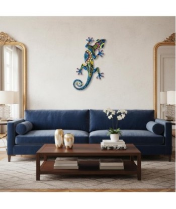 Adorno Pared Lagarto de Metal Colorido - Estilo Decorativo para Jardín