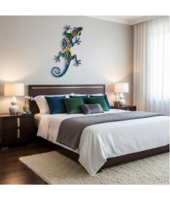 Adorno Pared Lagarto de Metal Colorido - Estilo Decorativo para Jardín